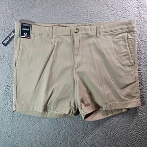 NWT‎ Roundtree & Yorke Shorts Men 42 x 5" Stretch Straight Flat Light Khaki